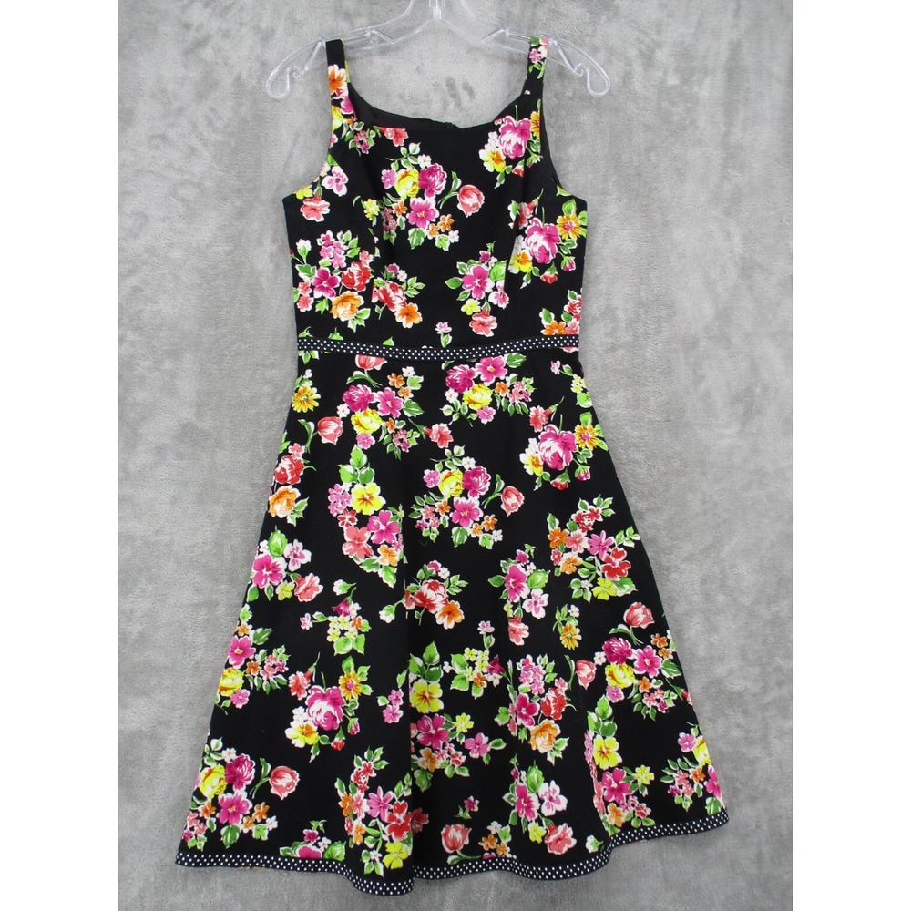 Vintage Donna Ricco Dress Womens Size 4 Floral Fit & flare Retro Romantic Zip